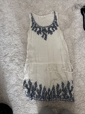 Light Blue Embroidered Sleeveless Tunic Dress